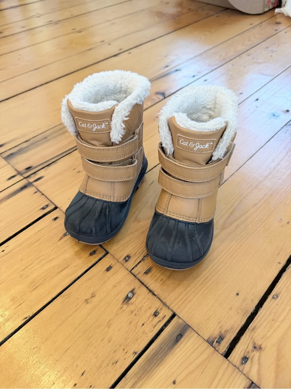 Cat & Jack Tan and Navy Insulated Kids' Snow Boots